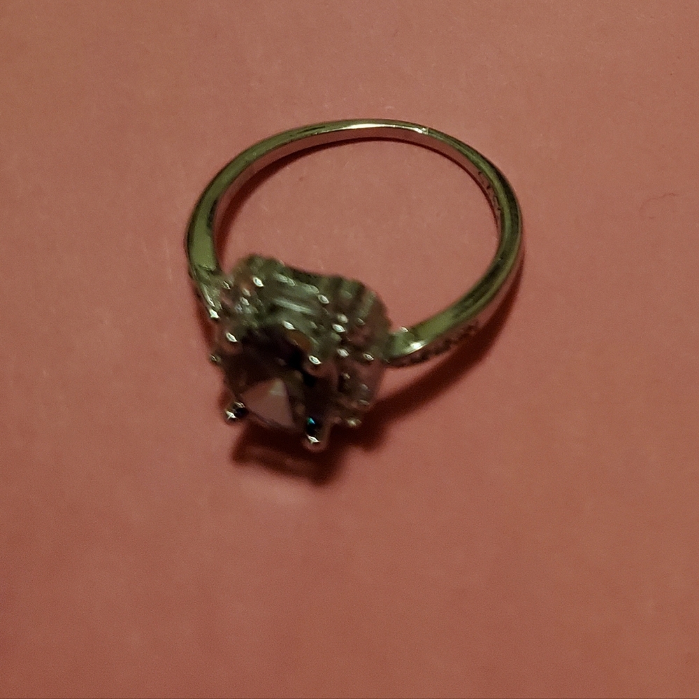 NWOT mystic topaz size 6 sterling silver ring with CZs.